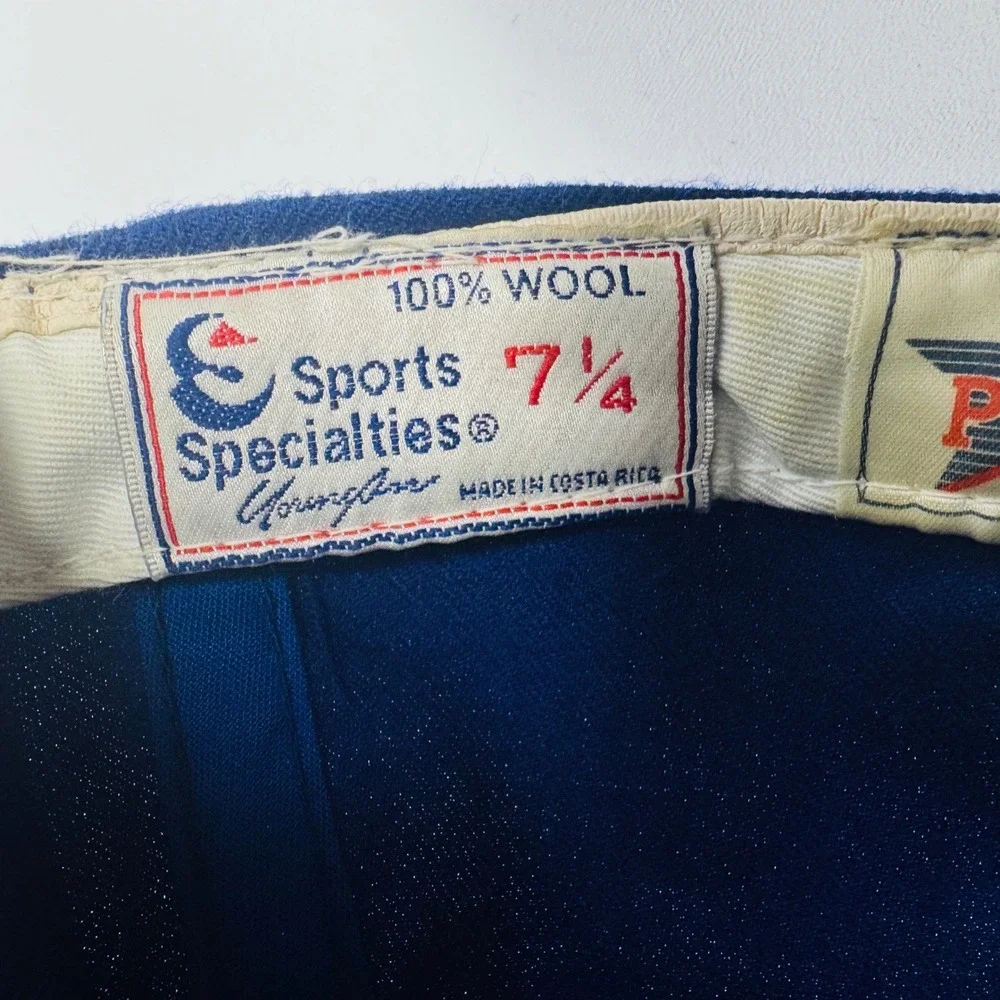 VTG Chicago Cubs Baseball Hat 7 1/4 Blue Red C Logo Sports Specialties 100% Wool
